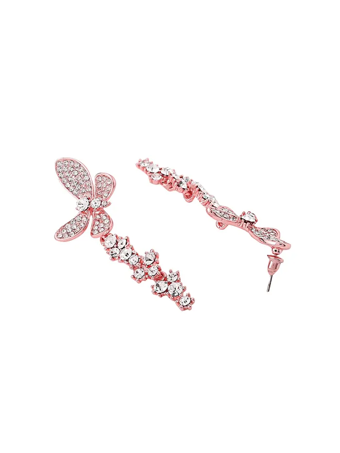 Yellow Chimes Earrings For Women Gold Tone Butterfly Shaped Crystal Studded Dangler Earrings For Women and Girls Yellow Chimes Necklaces