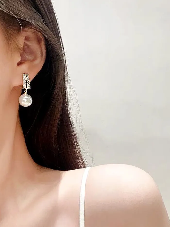 Yellow Chimes Earrings For Women Gold Tone Contemporary Crystal Studded Pearl Hanging Drop Earrings For Women and Girls Yellow Chimes Earrings