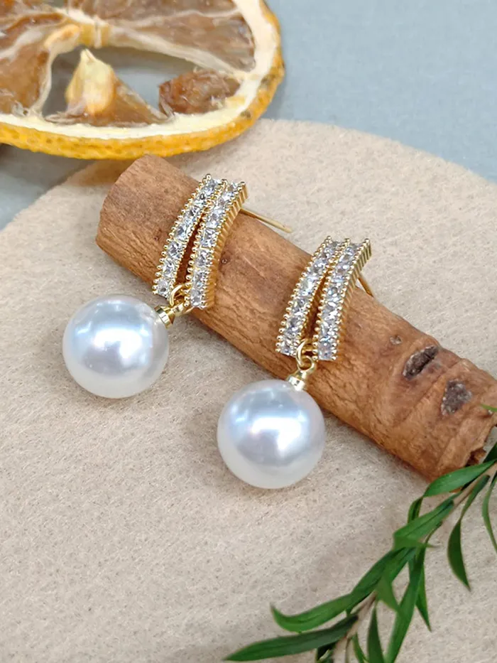 Yellow Chimes Earrings For Women Gold Tone Contemporary Crystal Studded Pearl Hanging Drop Earrings For Women and Girls Yellow Chimes Earrings