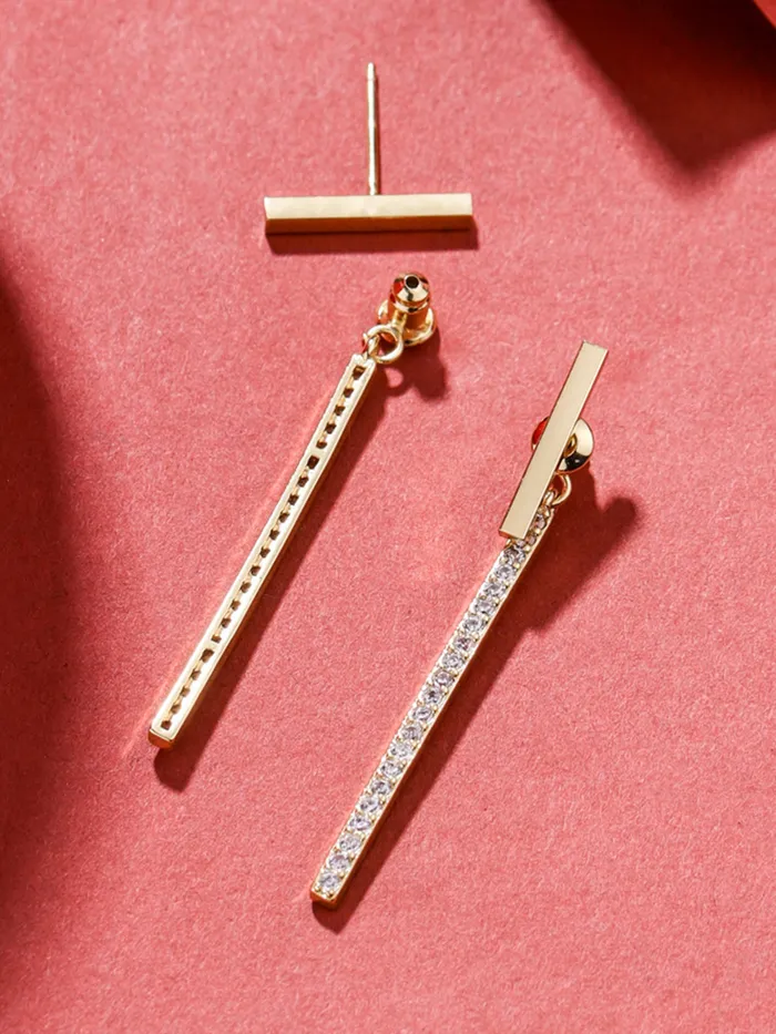 Yellow Chimes Earrings For Women Gold Tone Stud With Linear Crystal Studded Chain Back Drop Earrings For Women and Girls Yellow Chimes Necklaces