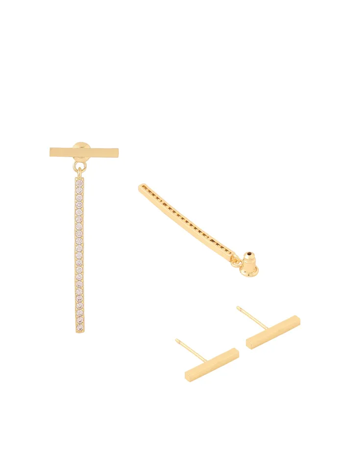 Yellow Chimes Earrings For Women Gold Tone Stud With Linear Crystal Studded Chain Back Drop Earrings For Women and Girls Yellow Chimes Necklaces