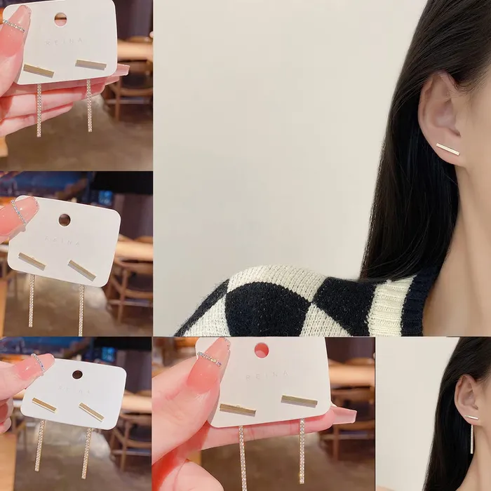 Yellow Chimes Earrings For Women Gold Tone Stud With Linear Crystal Studded Chain Back Drop Earrings For Women and Girls Yellow Chimes Necklaces