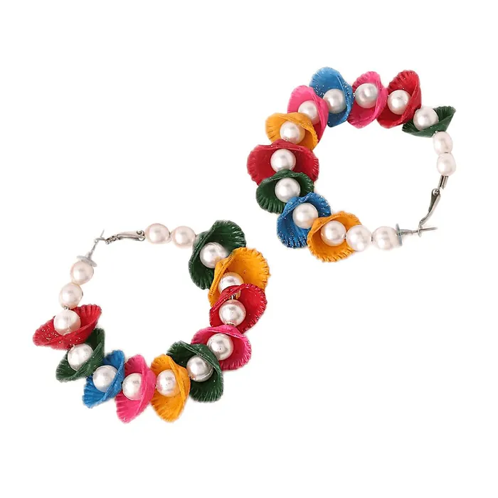 Yellow Chimes Earrings for Women Multicolor Petals Studded Hoop Earrings for Women and Girls Yellow Chimes Necklaces
