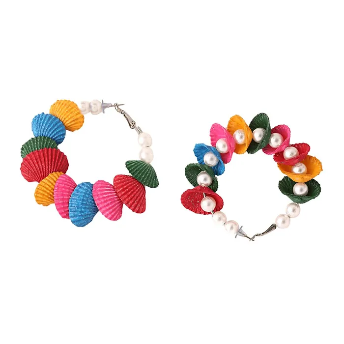 Yellow Chimes Earrings for Women Multicolor Petals Studded Hoop Earrings for Women and Girls Yellow Chimes Necklaces