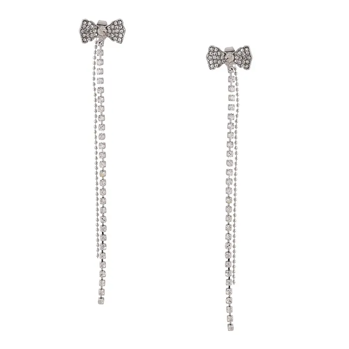 Yellow Chimes Earrings For Women Silver Tone Crystal Studded Bow Shape Back Drop Dangle Earrings For Women and Girls Yellow Chimes Earrings Yellow Chimes Earrings For Women Silver Tone Crystal Studded Bow Shape Back Drop Dangle Earrings For Women and Girls Yellow Chimes Earrings