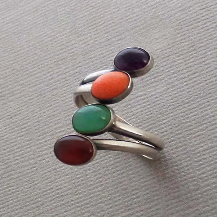 Yellow Chimes Earrings For Women Silver Toned Multicolor Stone Studded Ring For Women and Girls Yellow Chimes Earrings