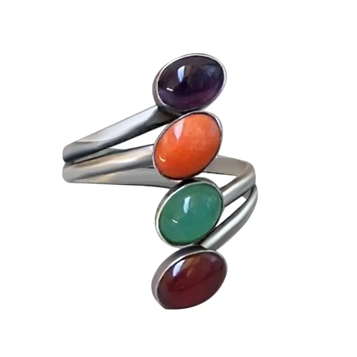 Yellow Chimes Earrings For Women Silver Toned Multicolor Stone Studded Ring For Women and Girls Yellow Chimes Earrings