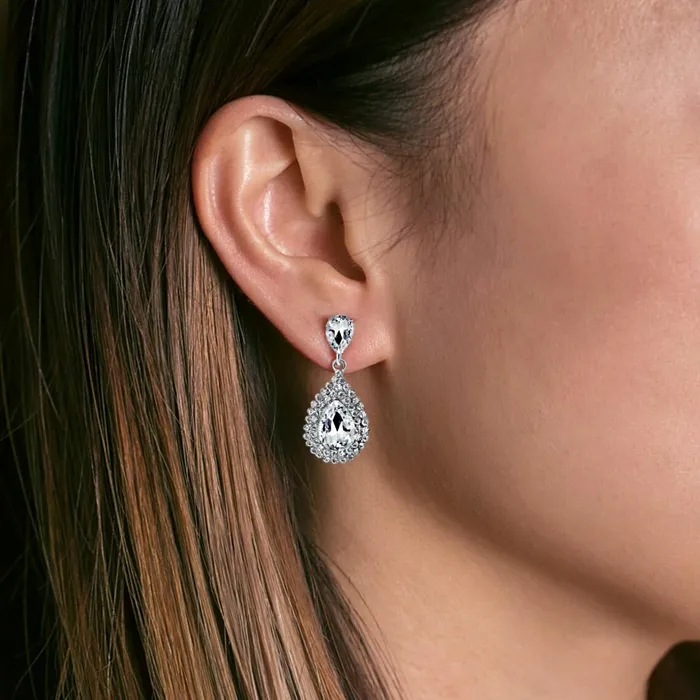 Yellow Chimes Earrings Kairangi Crystal Earrings for Women SilverPlated White Crystal Tear Drop Earrings For Women and Girls