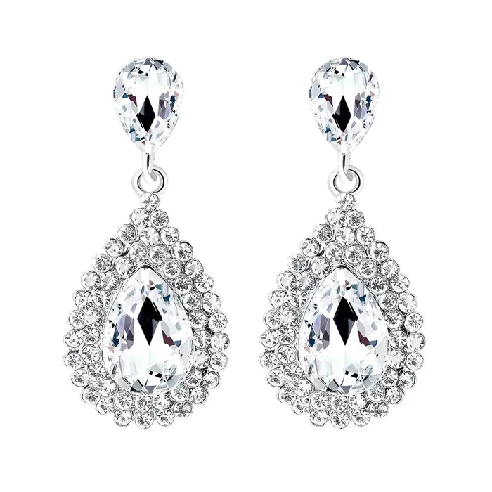 Yellow Chimes Earrings Kairangi Crystal Earrings for Women SilverPlated White Crystal Tear Drop Earrings For Women and Girls