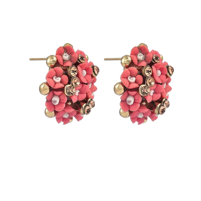 Yellow Chimes Earrings Kairangi Stud Earrings for Women Combo of 2 Pairs Floral Stud Earrings Gold Plated Pink Peach Studs for Girls and Women