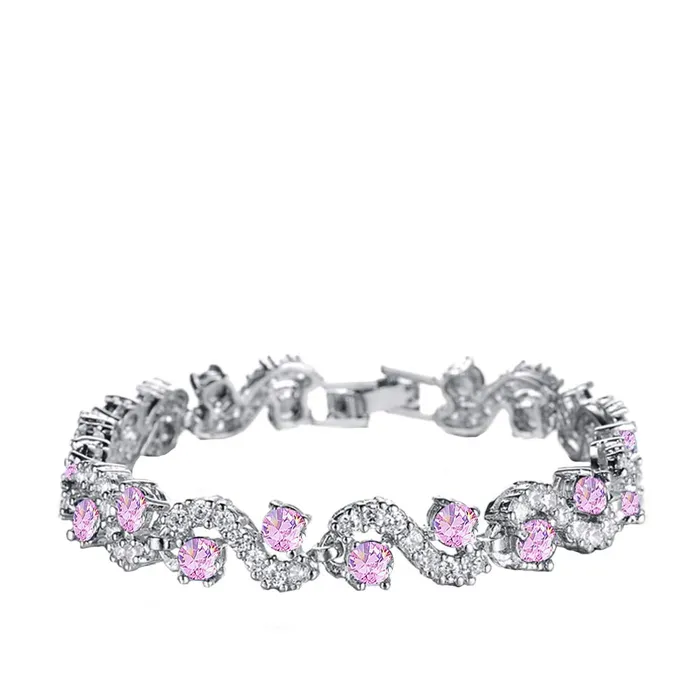 Yellow Chimes Earrings Rich Royal Pink Crystal CZ Designer Bracelet for Women by YELLOW CHIMES Pink Yellow Chimes Earrings Rich Royal Pink Crystal CZ Designer Bracelet for Women by YELLOW CHIMES Pink