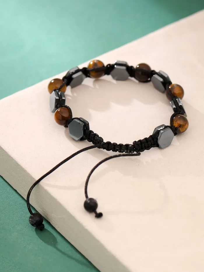 Yellow Chimes Earrings Yellow Chimes Beads Bracelets for Men Fashion Black Bracelet for Men Adjustable Beads Bracelet for Boys Hand Accessories for Men Birthday Gift for Boys Men Anniversary Gift for Husband