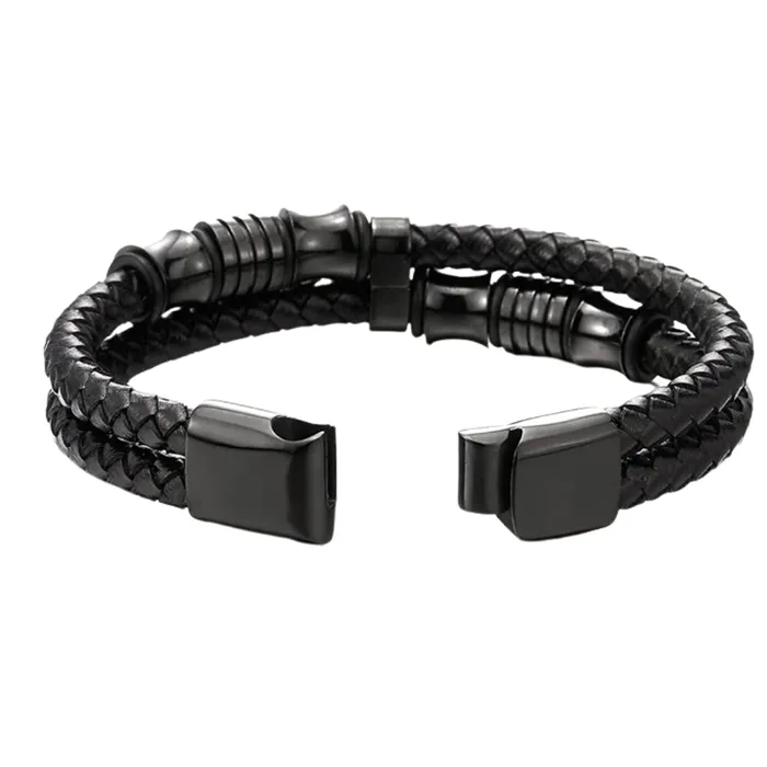 Yellow Chimes Earrings Yellow Chimes Bracelets for Men and Boys Black Leather Bracelet for Men MagneticClasp Genuine Leather Wrap Bracelets for Men Birthday Gift for Men and Boys Anniversary Gift for Husband