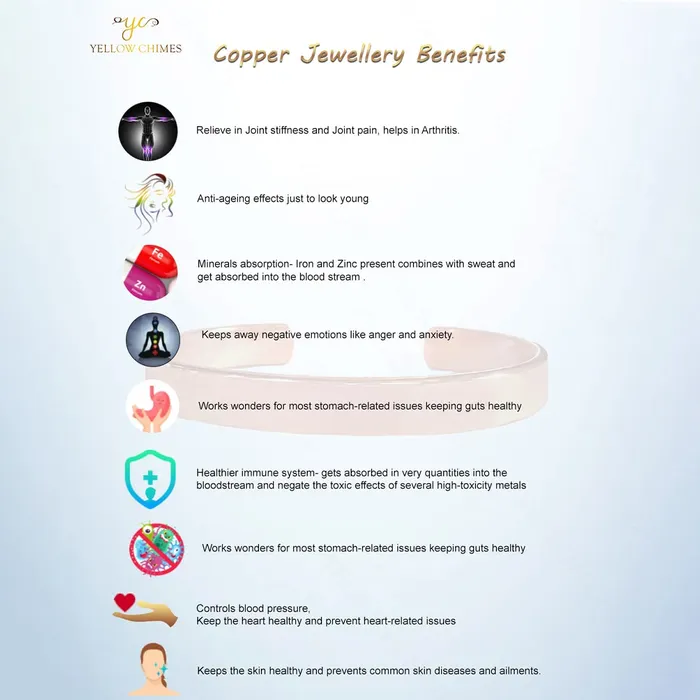 Yellow Chimes Earrings Yellow Chimes Copper Bracelet for Men 210 Adjustable Pure Copper Magnetic Handcrafted Prevent Joint Pain Arthritis Yoga Meditation Healing Peace Chakra Jewelry Bracelet for Women and Men