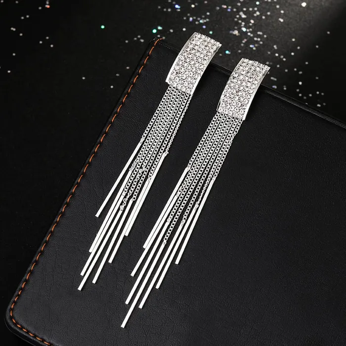 Yellow Chimes Earrings Yellow Chimes Crystal Danglers Earrings for Women Silver Earrings for Girls Fashion Women Earrings Long Chain Dangler Earrings Birthday Gift For Girls Anniversary Gift for Wife