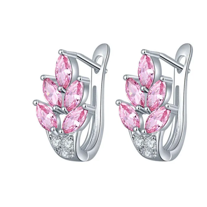 Yellow Chimes Earrings Yellow Chimes Crystals from Swarovski Leafy Fashion Rhodium Plated Pink Crystal Clip On Earrings for Women and Girls