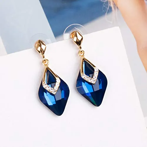 Yellow Chimes Earrings Yellow Chimes Drop Earrings for Women Elegant Gold Plated Blue Crystal Drop Earrings for Women and Girls
