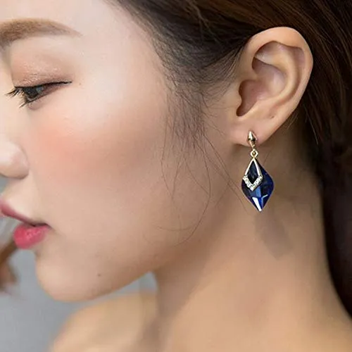 Yellow Chimes Earrings Yellow Chimes Drop Earrings for Women Elegant Gold Plated Blue Crystal Drop Earrings for Women and Girls