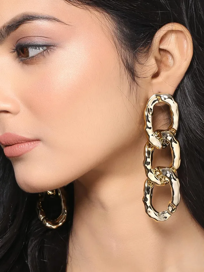 Yellow Chimes Earrings Yellow Chimes Earrings for Women and Girls Drop Earrings for Girls Gold Toned Chain Drop Designed Drop Earrings Birthday Gift for girls and women Anniversary Gift for Wife