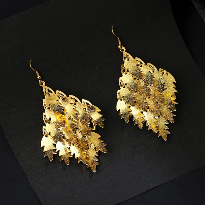 Yellow Chimes Earrings Yellow Chimes Earrings for Women and Girls Drop Earrings for Women Gold Plated Leaf Drop Designed Drop Earrings Birthday Gift for girls and women Anniversary Gift for Wife