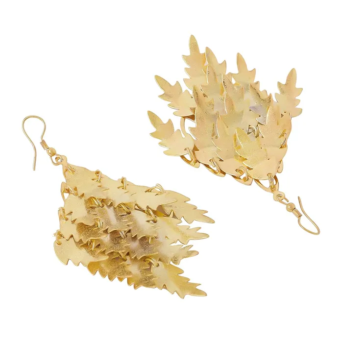 Yellow Chimes Earrings Yellow Chimes Earrings for Women and Girls Drop Earrings for Women Gold Plated Leaf Drop Designed Drop Earrings Birthday Gift for girls and women Anniversary Gift for Wife