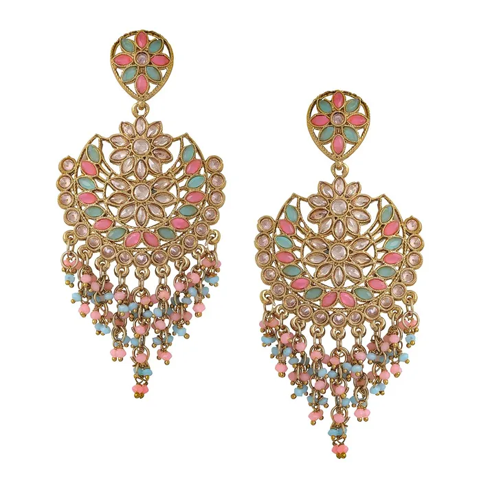 Yellow Chimes Earrings Yellow Chimes Earrings for Women and Girls Kundan Chandbali Gold Plated Kundan Studded Beads Drop Chandbali Earrings Birthday Gift for girls and women Anniversary Gift for Wife