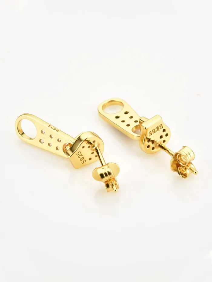 Yellow Chimes Earrings Yellow Chimes Earrings For Women Gold Tone Crystal Studded Zip Shape Drop Earrings For Women and Girls