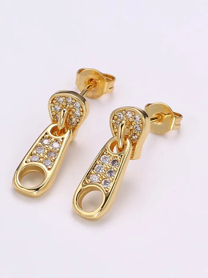 Yellow Chimes Earrings Yellow Chimes Earrings For Women Gold Tone Crystal Studded Zip Shape Drop Earrings For Women and Girls