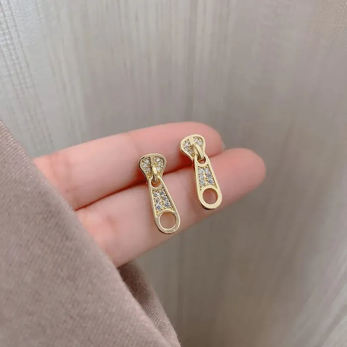 Yellow Chimes Earrings Yellow Chimes Earrings For Women Gold Tone Crystal Studded Zip Shape Drop Earrings For Women and Girls