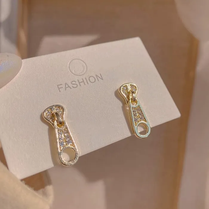 Yellow Chimes Earrings Yellow Chimes Earrings For Women Gold Tone Crystal Studded Zip Shape Drop Earrings For Women and Girls