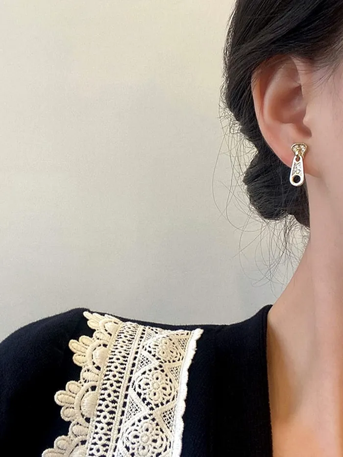 Yellow Chimes Earrings Yellow Chimes Earrings For Women Gold Tone Crystal Studded Zip Shape Drop Earrings For Women and Girls