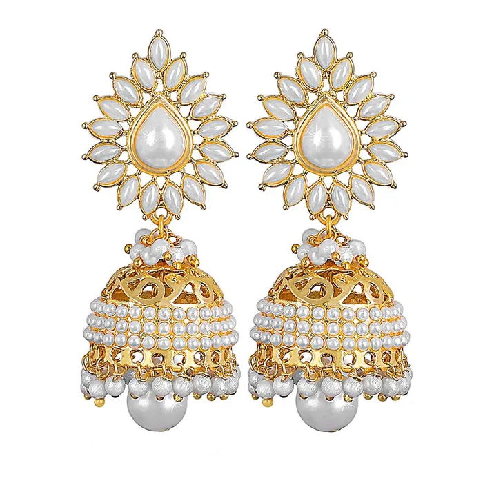 Yellow Chimes Earrings Yellow Chimes Ethnic Gold Plated Traditional Pearl Moti Jhumka Earrings for Women and Girls Yellow Chimes Earrings Yellow Chimes Ethnic Gold Plated Traditional Pearl Moti Jhumka Earrings for Women and Girls