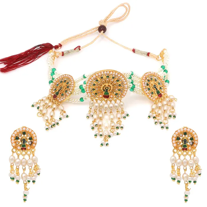 Yellow Chimes Earrings Yellow Chimes Ethnic Handcrafted Moti Multilayer Jewellery Set Gold Plated Traditional Peacock Choker Necklace Set for women Girls Green Yellow Chimes Earrings Yellow Chimes Ethnic Handcrafted Moti Multilayer Jewellery Set Gold Plated Traditional Peacock Choker Necklace Set for women Girls Green