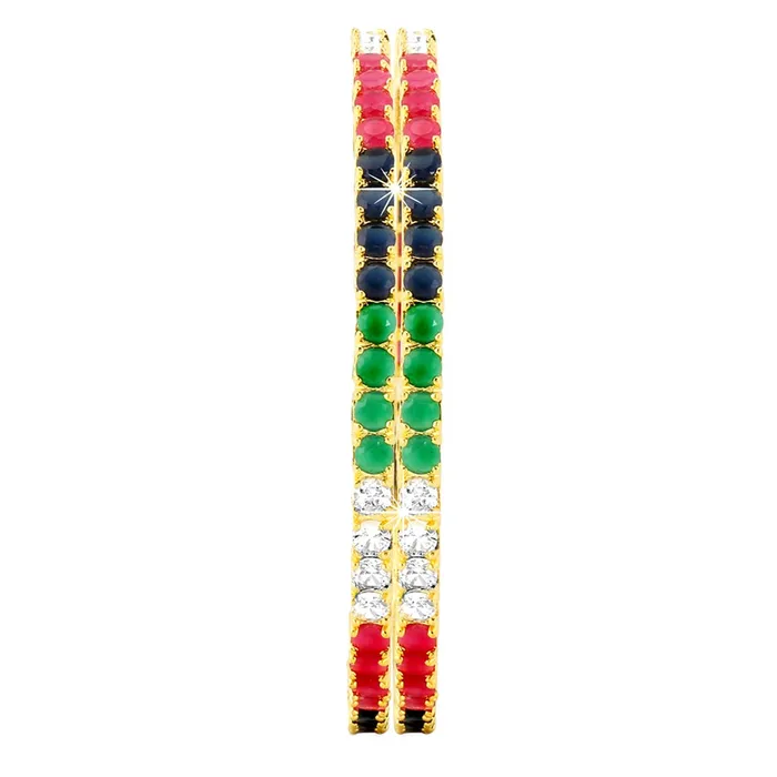 Yellow Chimes Earrings Yellow Chimes Exclusive Beautiful CZAD Crystal Studded 2 Pc Gold Plated Traditional Bangle Set for Women and Girls 26