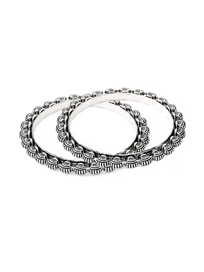 Yellow Chimes Earrings Yellow Chimes German Silver Oxidized 2 PCs Antique Boho Vintage Look Traditional Formal Casual Wear Bangles for Women and Girls