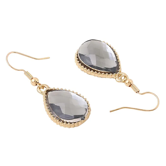 Yellow Chimes Earrings Yellow Chimes Jewellery Set For Women Gold Toned Black Oval Shaped Crystal Studded Necklace Set With Earring For Women and Girls