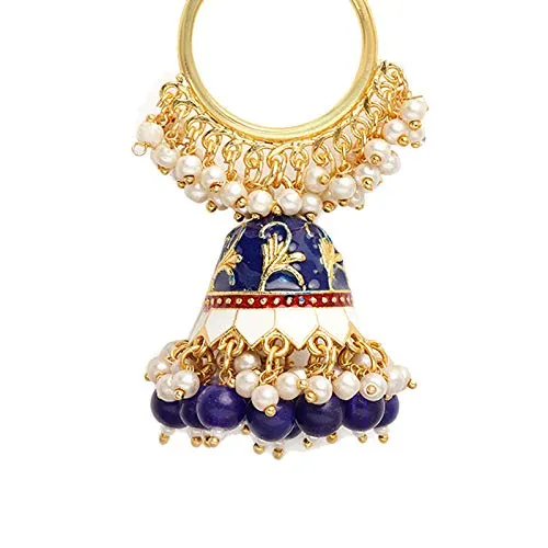 Yellow Chimes Earrings Yellow Chimes Meenakari Jhumka Earrings Handcrafted Gold toned Traditional Red Jhumka Hoop Earrings for Women and Girls