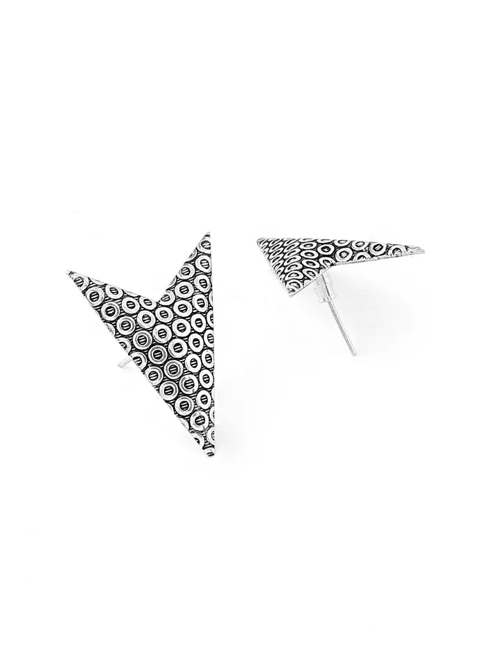 Yellow Chimes Earrings Yellow Chimes Oxidised jewellary set for girls and women SilverPlated Necklace Set Geometric Triangular Design Modern Choker Necklace Set For Women Girls