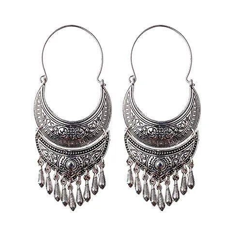 Yellow Chimes Earrings Yellow Chimes Oxidised Silver Traditional Long Hoop Chand Bali Earrings For Women Girls Yellow Chimes Earrings Yellow Chimes Oxidised Silver Traditional Long Hoop Chand Bali Earrings For Women Girls