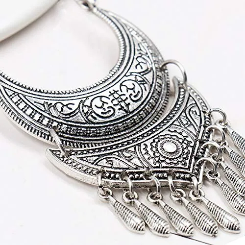 Yellow Chimes Earrings Yellow Chimes Oxidised Silver Traditional Long Hoop Chand Bali Earrings For Women Girls