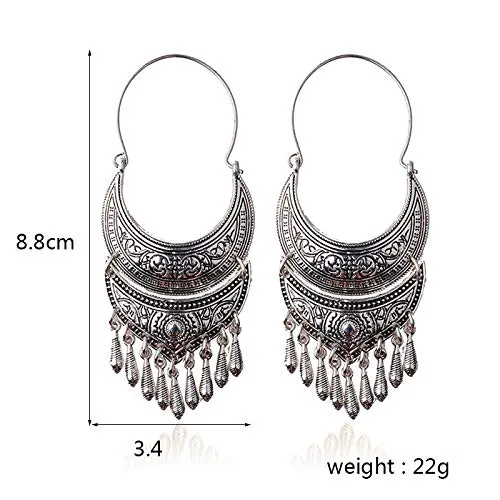 Yellow Chimes Earrings Yellow Chimes Oxidised Silver Traditional Long Hoop Chand Bali Earrings For Women Girls