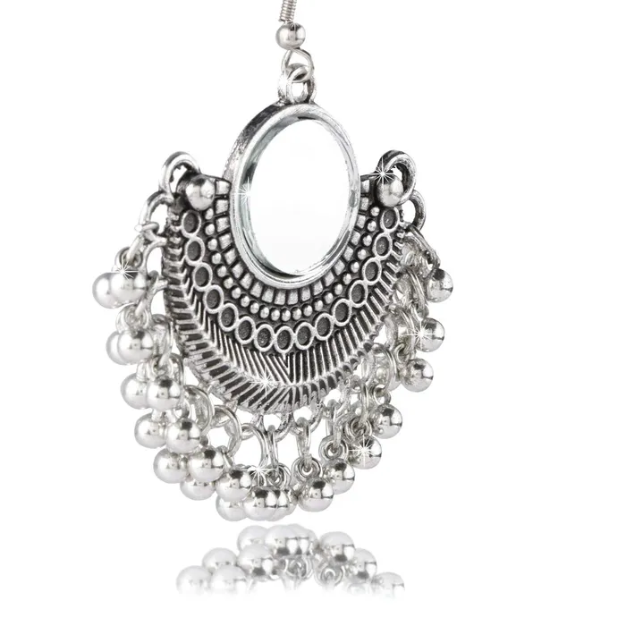 Yellow Chimes Earrings Yellow Chimes Stylish COMBO 2 Pairs Silver Oxidized Antique Chandbali Earrings for Women and Girls