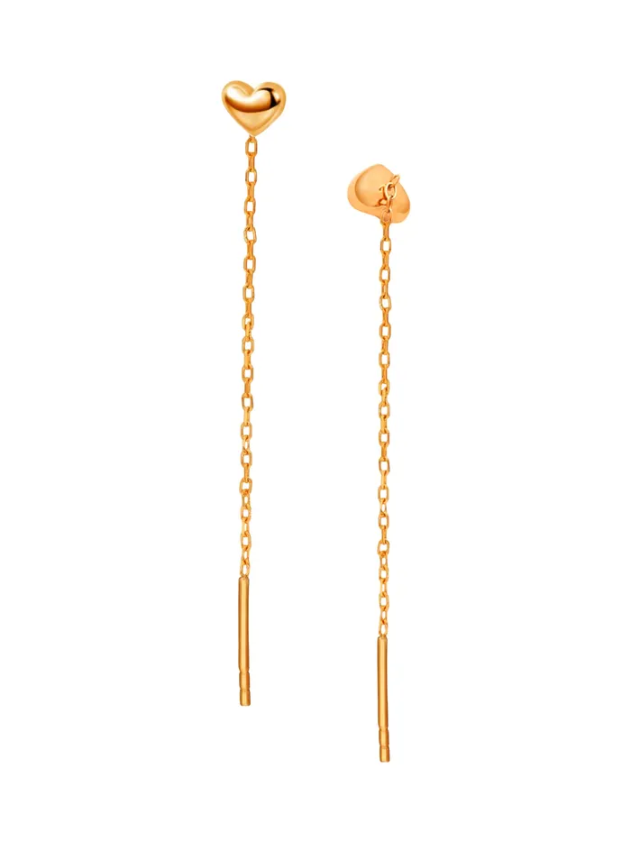 Yellow Chimes Earrings Yellow Chimes Threader Earrings for Women Gold Plated Heart Shaped Long Chain Threader Earrings For Women and Girls Valentine Gift for Girls