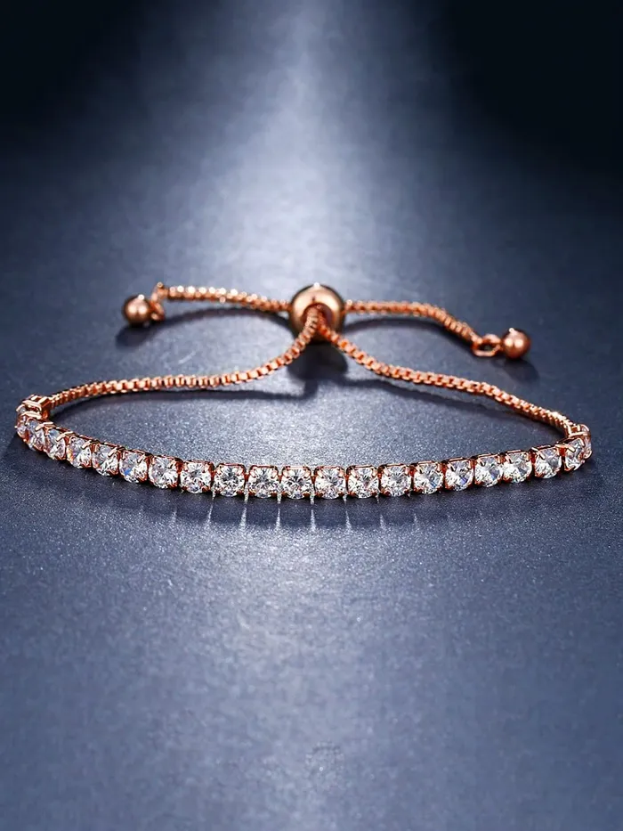 Yellow Chimes Earrings Yellow Chimes Valentine Gift for Girls Elegant Rose Gold plated White Crystal Studded Adjustable bracelet for Women and Girls