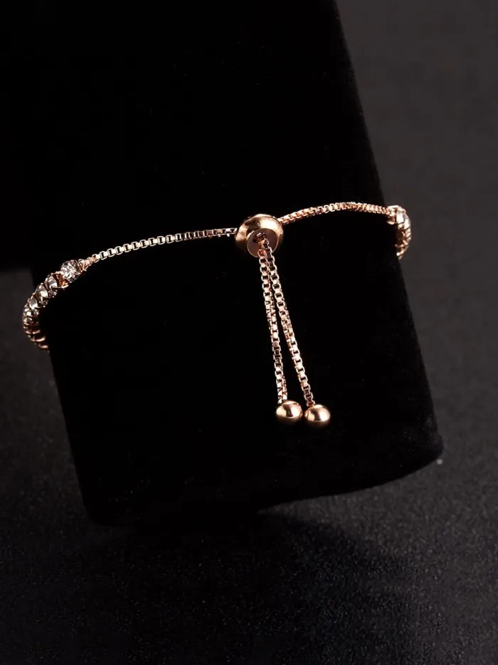 Yellow Chimes Earrings Yellow Chimes Valentine Gift for Girls Elegant Rose Gold plated White Crystal Studded Adjustable bracelet for Women and Girls
