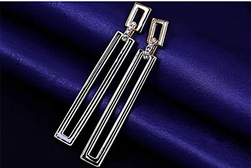 Yellow Chimes Earrings Yellow Chimes Western Style Geometric Asymmetric long Luxury Rectangle Tassel Party Dangle Earrings For Women and Girls