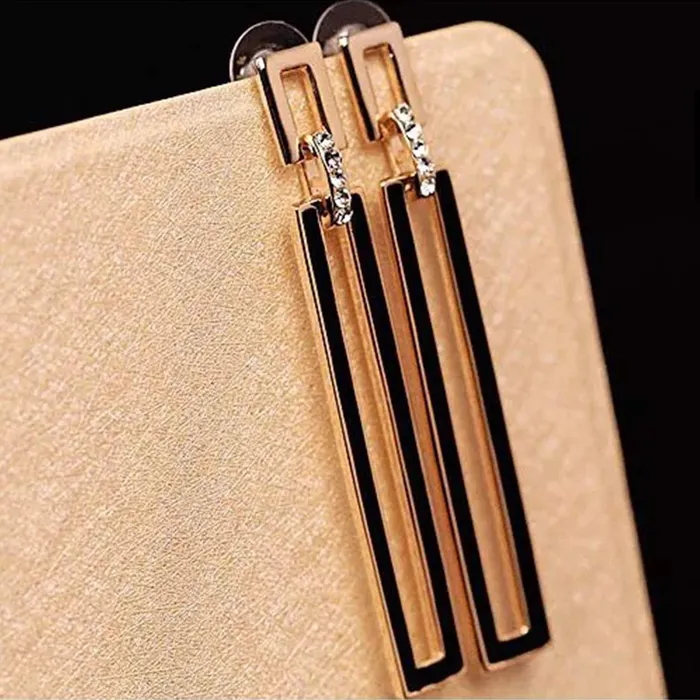 Yellow Chimes Earrings Yellow Chimes Western Style Geometric Asymmetric long Luxury Rectangle Tassel Party Dangle Earrings For Women and Girls