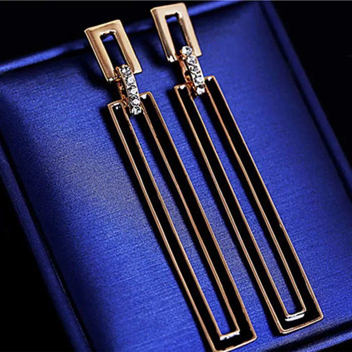 Yellow Chimes Earrings Yellow Chimes Western Style Geometric Asymmetric long Luxury Rectangle Tassel Party Dangle Earrings For Women and Girls