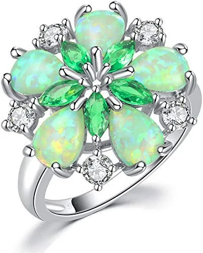 Yellow Chimes Elegant Floral Design Green Fire Opal Emerald Stone Cubic Zircon Rhodium Plated Ring for Women Girls Yellow Chimes Necklaces Yellow Chimes Elegant Floral Design Green Fire Opal Emerald Stone Cubic Zircon Rhodium Plated Ring for Women Girls Yellow Chimes Necklaces
