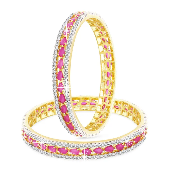 Yellow Chimes Elegant Pink ADAmerican Diamond Studded 18k Gold Plated Designer Handcrafted 2 PCs Bangles Set for Women Girls 24 Yellow Chimes Bracelets Yellow Chimes Elegant Pink ADAmerican Diamond Studded 18k Gold Plated Designer Handcrafted 2 PCs Bangles Set for Women Girls 24 Yellow Chimes Bracelets